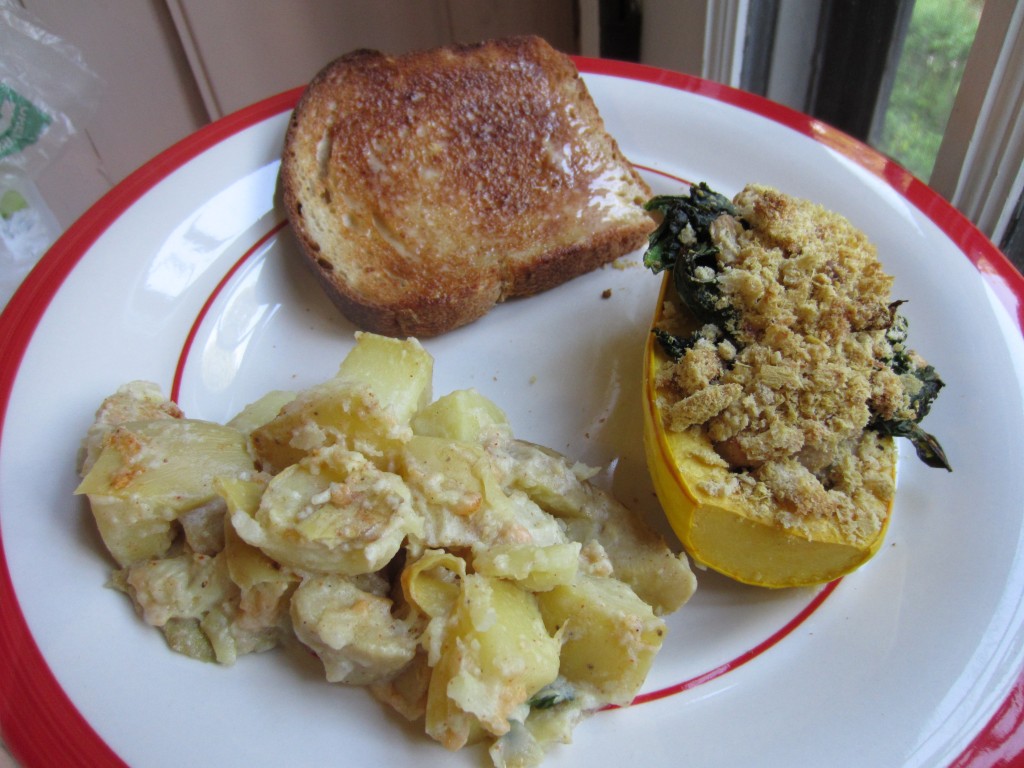 White Bean and Kale Stuffed Delicata Squash plated