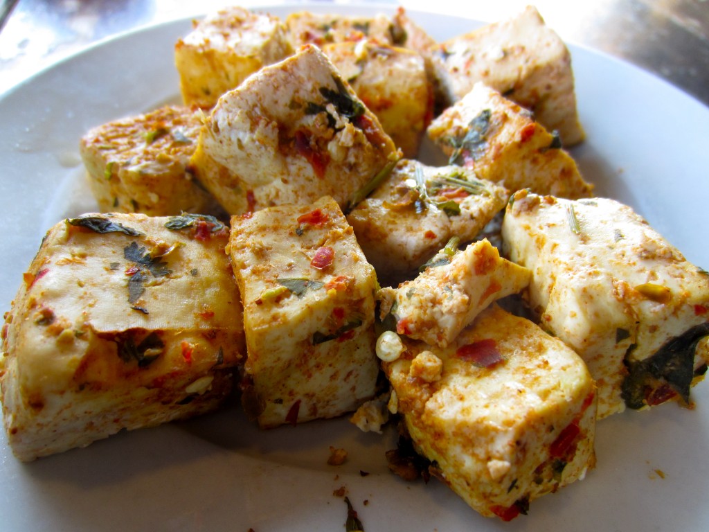spicy tofu cubes