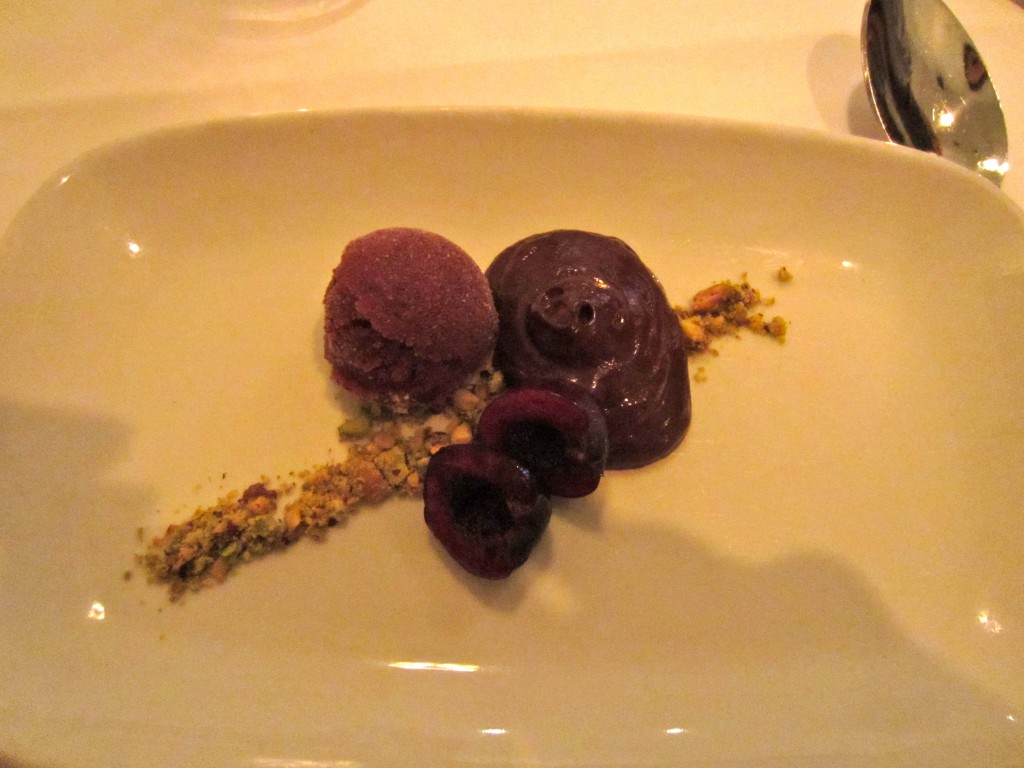 chocolate pudding and sorbet