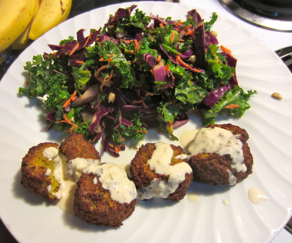 falafel and kale slaw