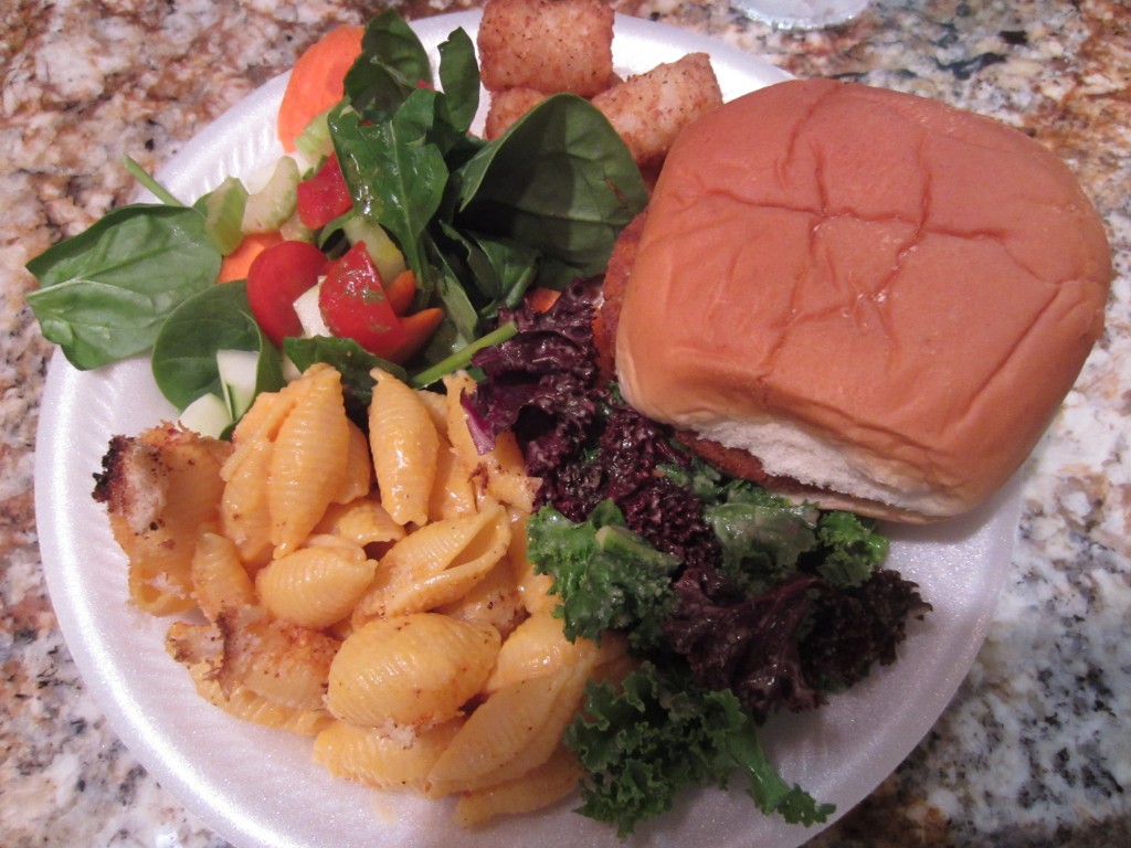 burger salad kale mac and cheese