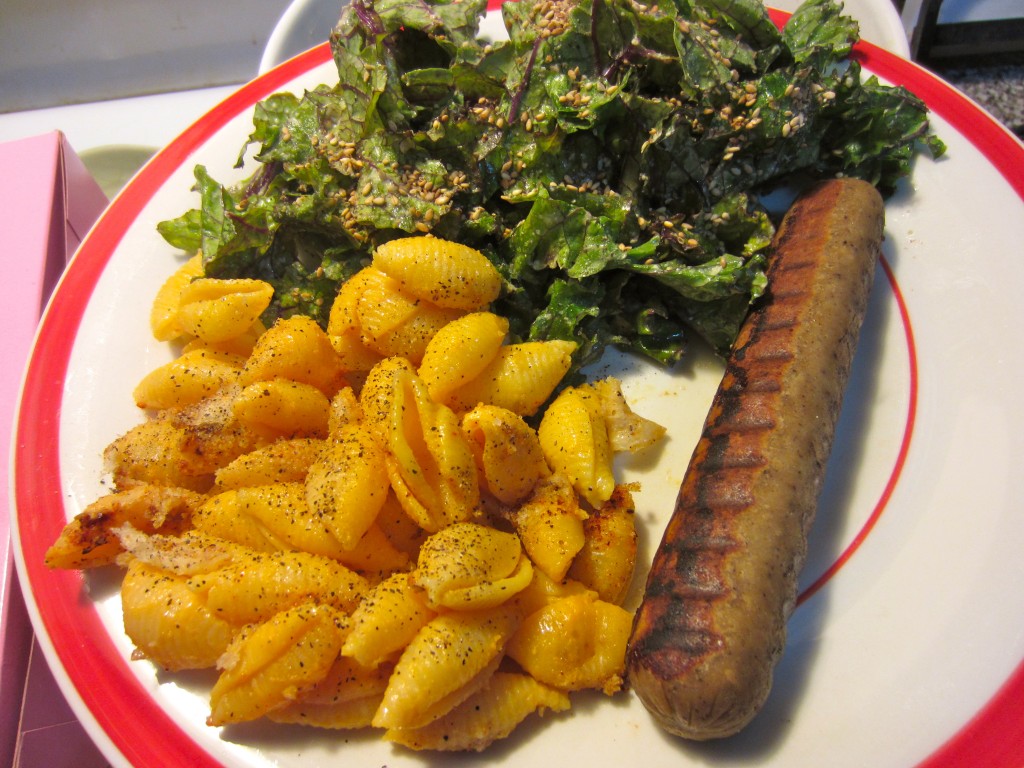 kale mac and cheese beer brat